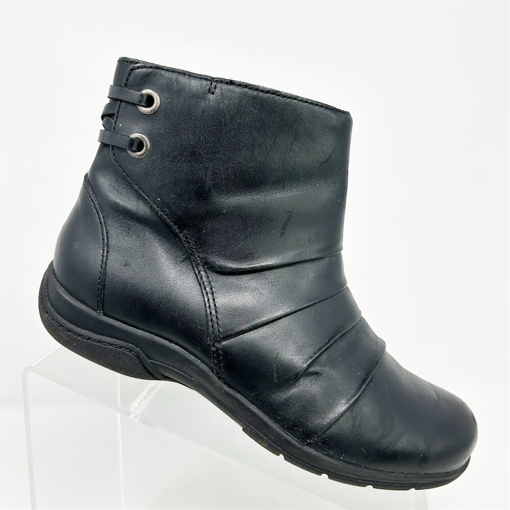 Clarks Cora Pace Womens Ankle Booties Black Side Zip Comfort Wedge Size 7